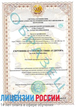 Образец сертификата соответствия аудитора №ST.RU.EXP.00014300-2 Городище Сертификат OHSAS 18001